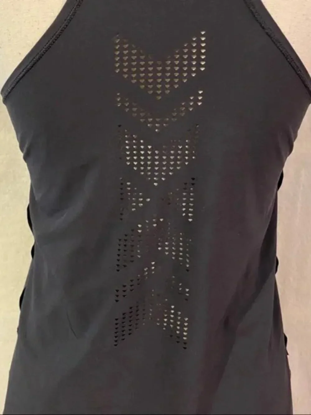 Ivivva black racerback v-neck laser cut Set Motion tank top